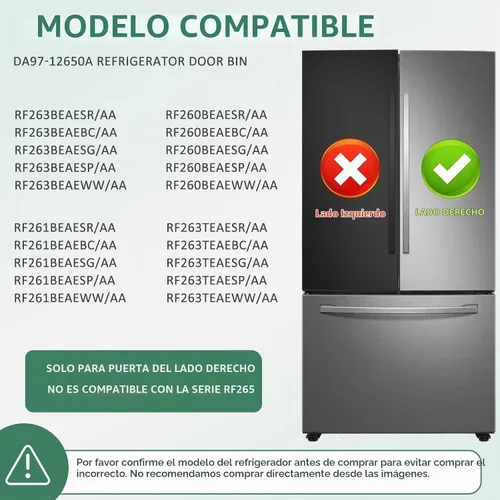Vista 3 de DA97-12650A Compatible para Sam-sung RF263beaesr RF260beaesr RF261beaesr Rf260beaeww Sam-sung Estante de Puerta de Refrigerador, Lado Derecho