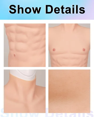 Vista 4 de Body de silicona con pecho muscular realista para hombre para cosplay, accesorios de Halloween