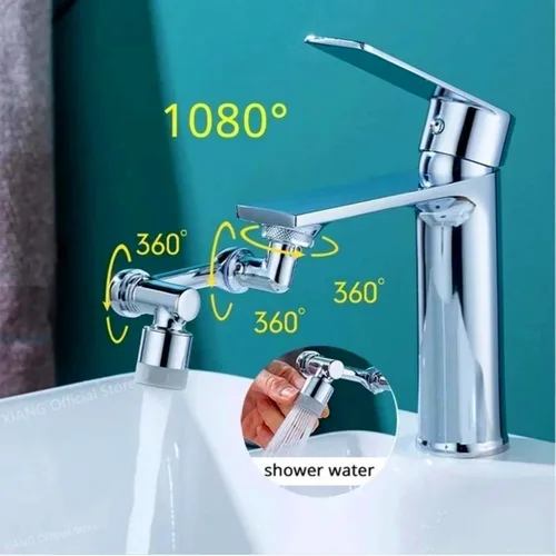 Vista 6 de Grifo de brazo robótico giratorio de 1080° – Modelo universal: grifo de filtro de salpicaduras, adaptador de boquilla de agua de brazo robótico