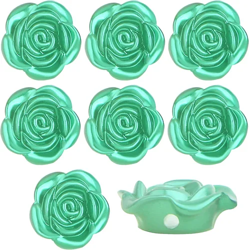 Vista 14 de 100 cuentas espaciadoras de rosas de plástico ABS con forma de flor de rosa, cuentas de rosas lindas, accesorios para adornos para manualidades, Azul
