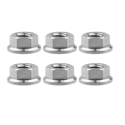 Vista 24 de Tuercas hexagonales Titanium DIN6923 (paso M5 0.03 in, negro) M5 M6 M8 M10 M12 M14 M16 para bicicletas, motocicletas, coches, paquete de 6