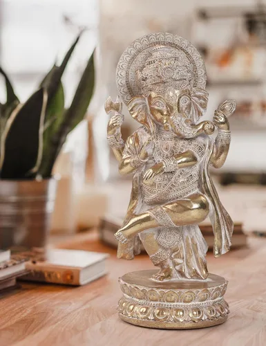 Vista 6 de Suoedd Estatuas de Lord Ganesha Elefante hindú Estatua de Dios Estatua de Dios de Ganesh Indio Ganesh Buda, Escultura de resina hecha a mano