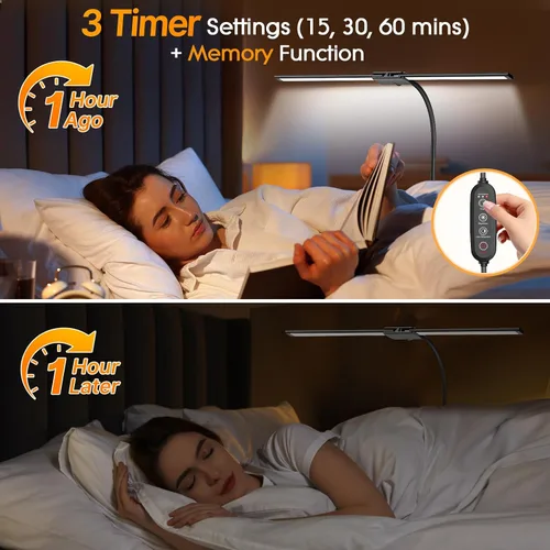 Vista 7 de Syrinx - Lámpara de escritorio LED para oficina en casa, lámpara de escritorio de arquitecto con abrazadera, control por gestos/cable, luz