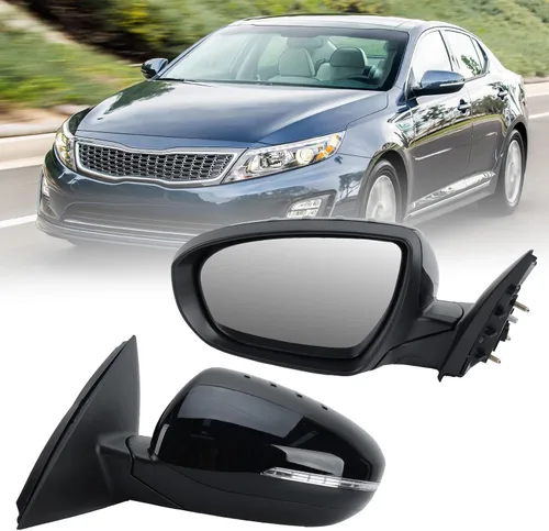 Vista 28 de Espejo lateral del conductor compatible con espejos Kia Optima 2011 2012 2013 con luz intermitente, vidrio eléctrico, plegado manual, repuesto Negro