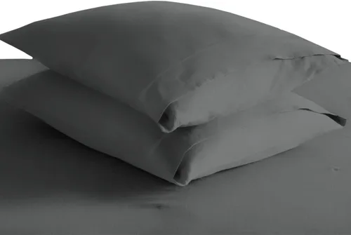 Vista 8 de Juego de 2 fundas de almohada de 100 % algodón puro, tamaño King, color plateado, lujosas fundas de almohada de algodón de fibra larga de 400 hilos