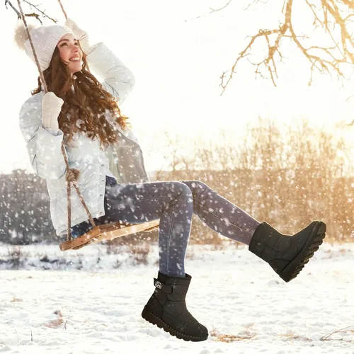 Vista 5 de Ablanczoom Womens Winter Snow Boots With Warm Fur Lining Comfortable Non Slip Ankle Booties Outdoor Waterproof Walking Boots for Women