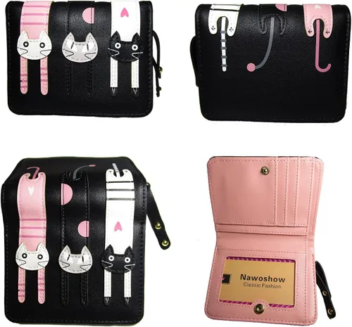Vista 2 de Nawoshow - Monedero para mujer, diseño de gato