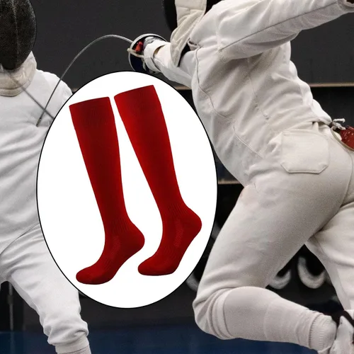 Vista 2 de Fancyes Calcetines de esgrima transpirables para absorción de sudor, equipo de esgrima, cómodos, atléticos, unisex, para juego de lámina de espada