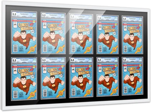 Vista 87 de Poster Palooza Marco de cómics con paspartú para 1 cómic de grado CGC, CBCS o PGX, marco de cómic de bronce para cómic de 8.125 x 13 pulgadas