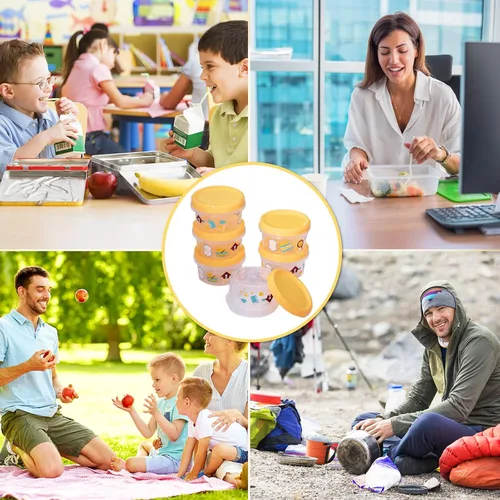 Vista 7 de Paquete de 6 recipientes de almacenamiento de alimentos, contenedor pequeño y apilable de 8 onzas con tapa, caja de preparación de comidas de Naranja