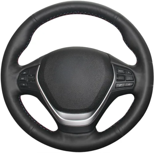 Vista 8 de MEWANT Envoltura de volante de ante negro cosida a mano para BMW 2Series F22 F23 F30 F34 F32 F33 F36 Cubierta de volante DIY