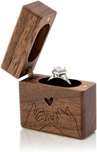 Vista 8 de MUUJEE ¿Qué tal para siempre? - Caja de anillo de propuesta grabada en madera, caja de anillo de portador para ceremonia de boda, idea de decoración