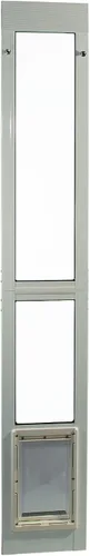 Vista 6 de Puerta modular de aluminio de patio para mascotas Ideal Pet Products, altura regulable 77 5/8 in – 80 3/4 in Molino (Plata)