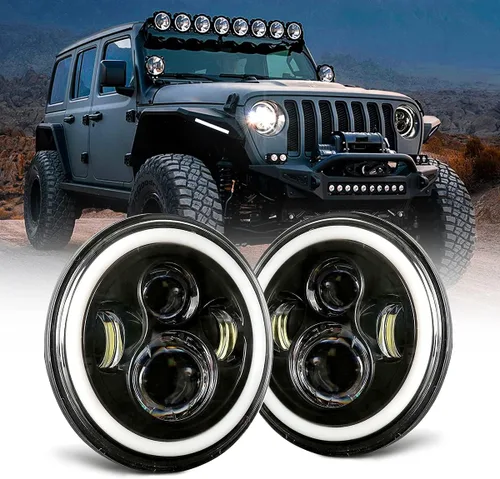 Vista 10 de JHLion - Faros delanteros LED de Jeep Wrangler, 7 pulgadas para Jeep Wrangler JK/TJ/LJ 1997-2020, 150W, faros redondos LED aprobados por DOT, 500%
