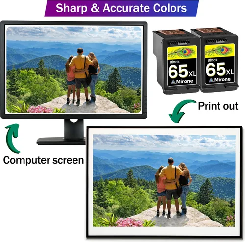 Vista 4 de Mirone Cartuchos de tinta remanufacturados de repuesto para HP Ink 65 65XL para cartuchos HP 65, paquete combinado negro para impresoras Deskjet