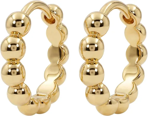 Vista 5 de VACRONA - Aretes tipo arracada de aro para mujer, chapados en oro de 14 quilates, diseño de Huggie 8 Cola de serpiente