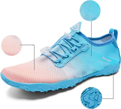 Vista 2 de Racqua Zapatos de agua para hombres y mujeres, secado rápido, colores degradados, descalzos, acuáticos, atléticos, natación, surf, playa, zapatos