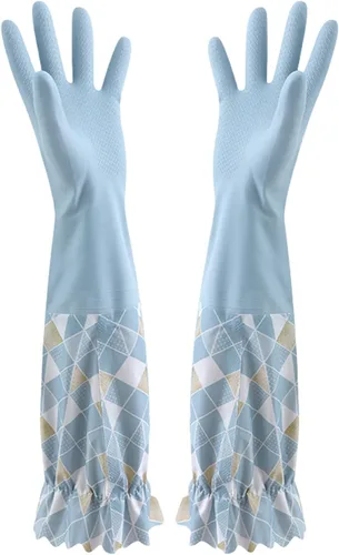 Vista 8 de RARITYUS Guantes de limpieza de cocina para el hogar, guantes de puño largo antideslizantes con forro de algodón impermeable