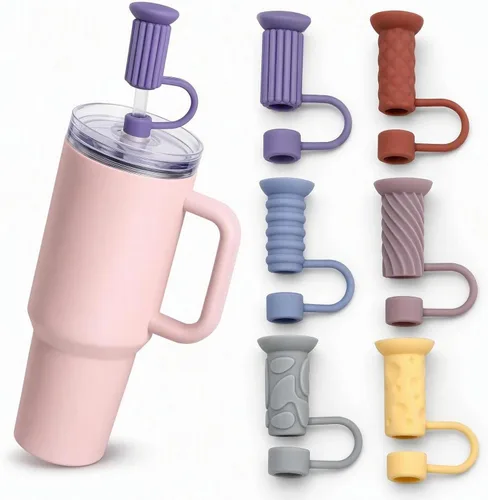 Vista 13 de BTYHAOS Cubiertas de pajilla, a prueba de polvo, para vaso Stanley 30 de 40 onzas Negro (Black New)