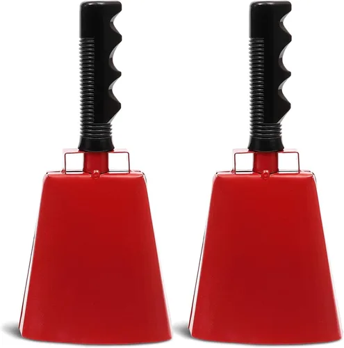 Vista 10 de Blue Panda Cencerros para eventos deportivos, cencerro azul de 9.5 pulgadas con asa, paquete de 2 – Hacedores de ruido deportivo para fútbol y fútbol