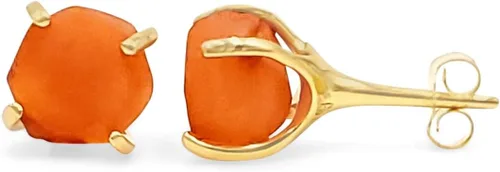 Vista 51 de Aretes de piedra preciosa natural en bruto con oro amarillo sobre plata de ley 925, 6 a 0.276 in, regalo de piedra de nacimiento de calidad genuina