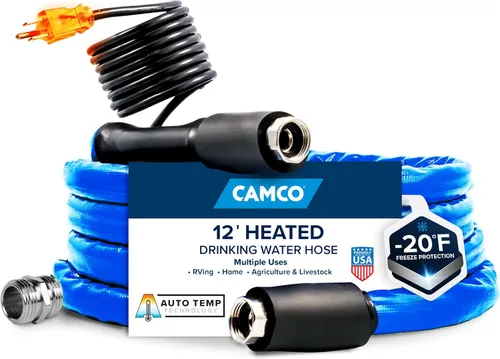 Vista 9 de Camco Heated Drinking Water Hose for RV, 5/8 In ID, 50 Ft, Blue, 22912-A