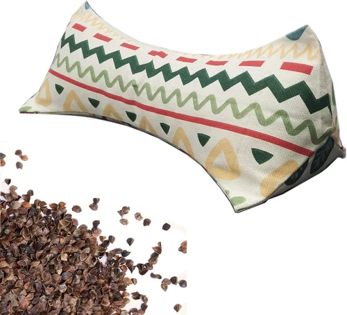 Vista 9 de Almohadas de trigo sarraceno para dormir, almohada de trigo sarraceno, almohada cervical lumbar, almohada redonda terapéutica para durmientes, dolor