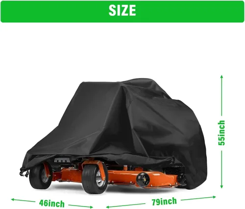 Vista 2 de Cubierta para cortacésped de giro cero, ajuste universal 210D, impermeable, UV, resistente al polvo y al viento para protección al aire libre