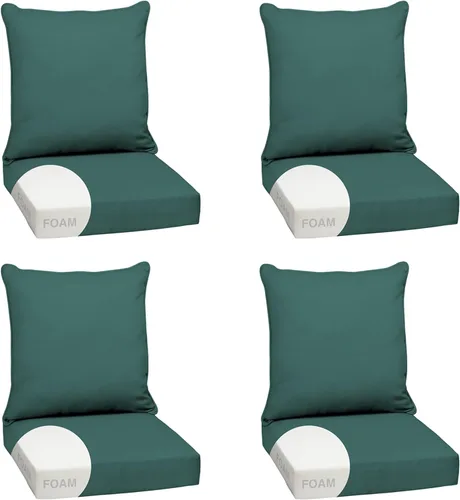 Vista 46 de Arden - Juego de cojines de asiento profundo para exteriores, espuma, 24x24, aguamarina
