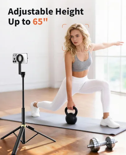 Vista 3 de Vimose - Trípode magnético para iPhone, mini trípode para selfie stick para Magsafe, trípode de viaje portátil giratorio de 360°, soporte
