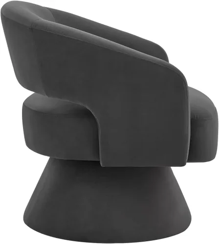 Vista 7 de 24KF Moderno sillón giratorio de 360 grados, cómoda silla de barril de terciopelo para sala de estar y dormitorio, silla redonda giratoria