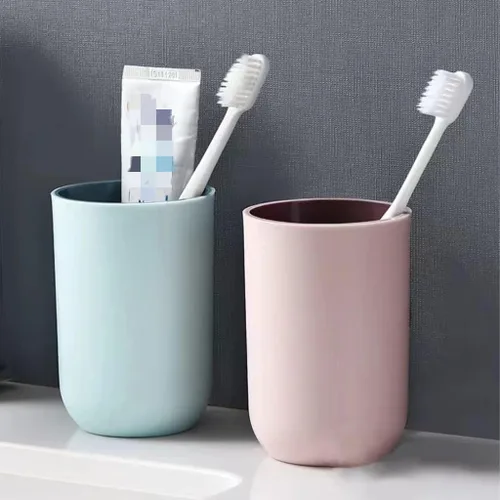 Vista 6 de Juego de 2 vasos irrompibles reutilizables para cepillos de dientes, vasos de plástico para cepillos de dientes, 10.1 fl oz/10.5 onzas, aptos