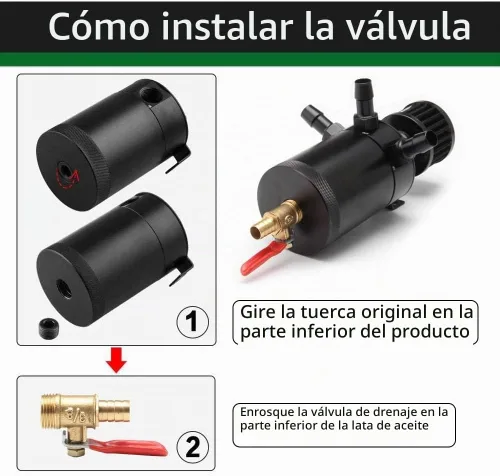 Vista 9 de Kit universal de tanque de reserva de aceite para coche de 150ml, compacto deflector de 3 puertos separador de aceite 2 entradas 1 salida negro