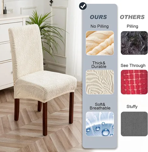 Vista 4 de Fundas para Sillas de Comedor, Fundas para Sillas de Comedor Elásticas Parsons, Protector de Sillas de Cocina para Comedor, Extraíbles, Lavables