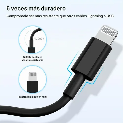 Vista 6 de Cable largo de carga rápida de 10 pies para iPhone 12, 13, 14, [certificado MFi de Apple], cable USB C a Lightning, puerto tipo C compatible