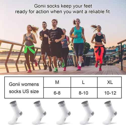 Vista 6 de Gonii Crew Socks Women Hiking Running Athletic Cushioned Compression Socks 5-6 Pairs