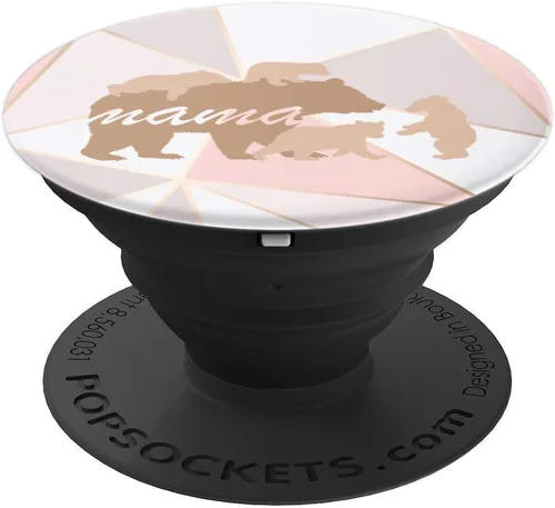 Vista 4 de Mama Bear Pop Socket 4 Cubs Soporte de teléfono rosa mujeres mamá regalos – PopSockets Grip y soporte para teléfonos y tabletas, Negro