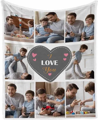 Vista 29 de InterestPrint Manta personalizada con texto y fotos, collage, regalo personalizado para cumpleaños, aniversario, boda, regalo personalizado