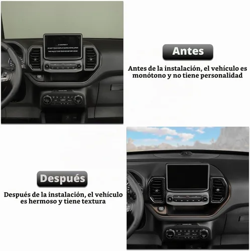 Vista 6 de RT-TCZ Kit de anillo de decoración de aire de fibra de carbono, accesorios interiores para Ford Bronco Sport 2021 2022