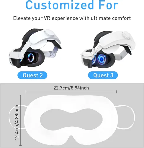 Vista 3 de VR Face Cover Disposable Hygiene VR Face Eyes Mask Pads Facial Interface for Meta Quest 3 Quest 2 - Prevent Dirt and Sweat (Set 50)