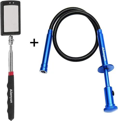 Vista 2 de Espejo de inspección telescópico con luces LED, herramienta flexible agarrador de garras magnético de 4 garras. conjunto de herramientas combinadas.