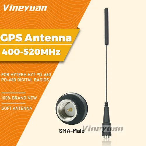 Vista 2 de Antena GPS UHF 400-520 Mhz para radios digitales Hytera HYT PD-660 PD-680 - 2