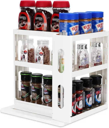 Vista 10 de Dutiplus Organizador de especias de 3 niveles, gabinete de almacenamiento giratorio y tirado para encimera de cocina, baño, 10.8 pulgadas de alto x