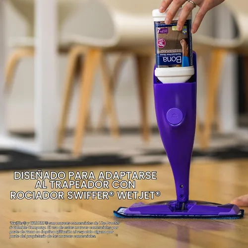 Vista 2 de Bona Botella limpiadora de pisos de madera dura para usar con mopa de spray Swiffer WETJET, aroma a madera de cedro, rinde 64 onzas líquidas