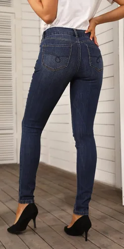 Vista 3 de OFLUCK Women High-Waisted Skinny Stretch Jeans Ultra Soft Denim Jeans Leggings