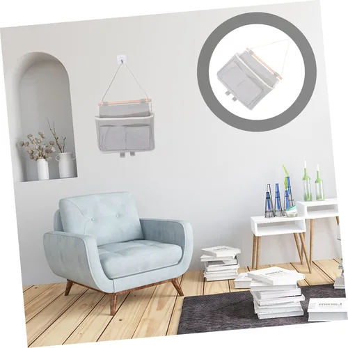 Vista 7 de Cabilock Bolsa de almacenamiento colgante Gancho para colgar en la puerta, organizador de dormitorio, bolsa para colgar en la pared gris para oficina