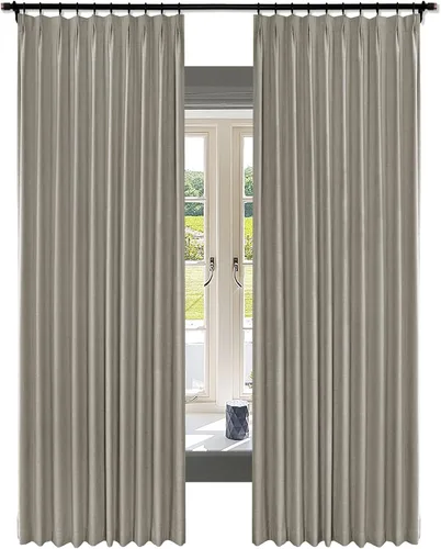 Vista 17 de Fcosie Cortinas de lino texturizadas, cortinas plisadas para oscurecer con forro opaco, paneles de mezcla de lino, cortinas de tratamiento de Beige