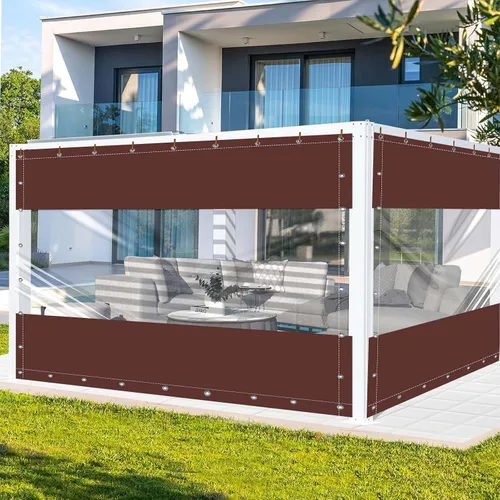 Vista 14 de FoundGo - Cortinas de vinilo de 8'H x 7'W para patio de 19oz, cercado de vinilo transparente para exteriores, lona resistente transparente