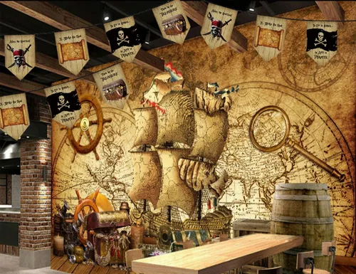 Vista 6 de Jolly Roger - Cartel de pirata, banderines de tela, decoraciones para interiores y exteriores, cartel de fiesta temática pirata