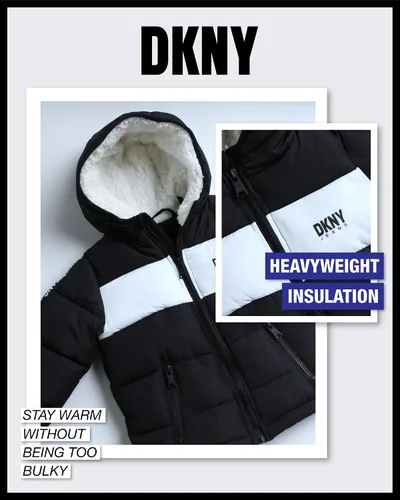 Vista 3 de DKNY Chaqueta para niños pequeños, abrigo acolchado de burbujas para cortavientos (talla 2T-4T)